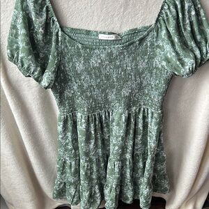 Altar d state Floral Green Smocked Women's mini party dress